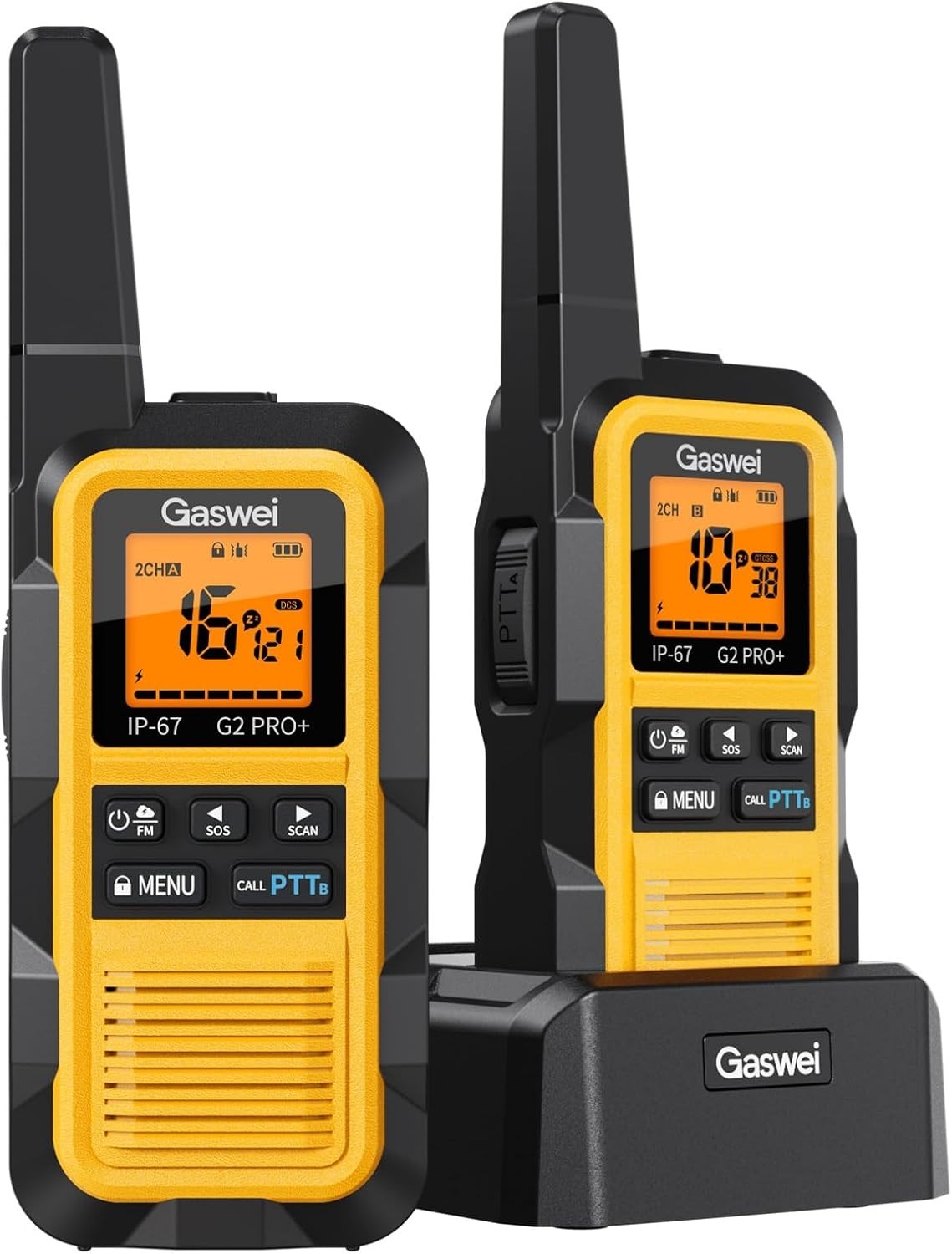 IP67 Waterproof Floating Walkie Talkies 2 Pack Dual PTT FM SOS VOX