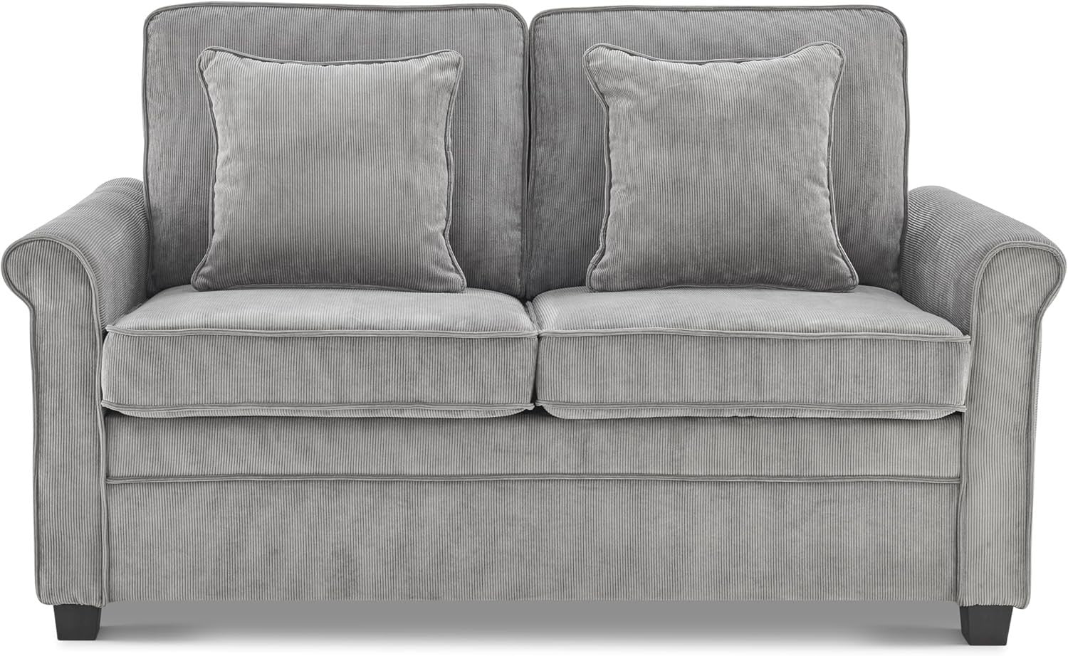 Grey Corduroy Sofa Bed 2 Seater Fold Out Couch Guest Bed Compact Lounge