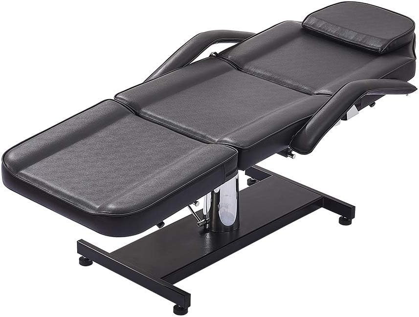 Reclining Massage Table 3-Section Adjustable Beauty Spa Tattoo Bed Couch Black