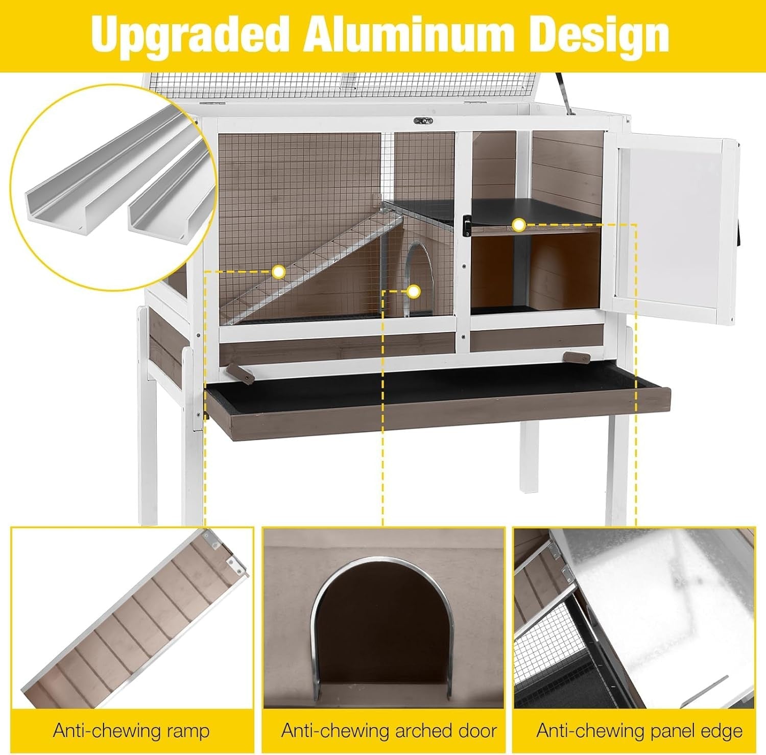 Indoor Guinea Pig Cage 2 Wooden Hutch with Stand Ramp