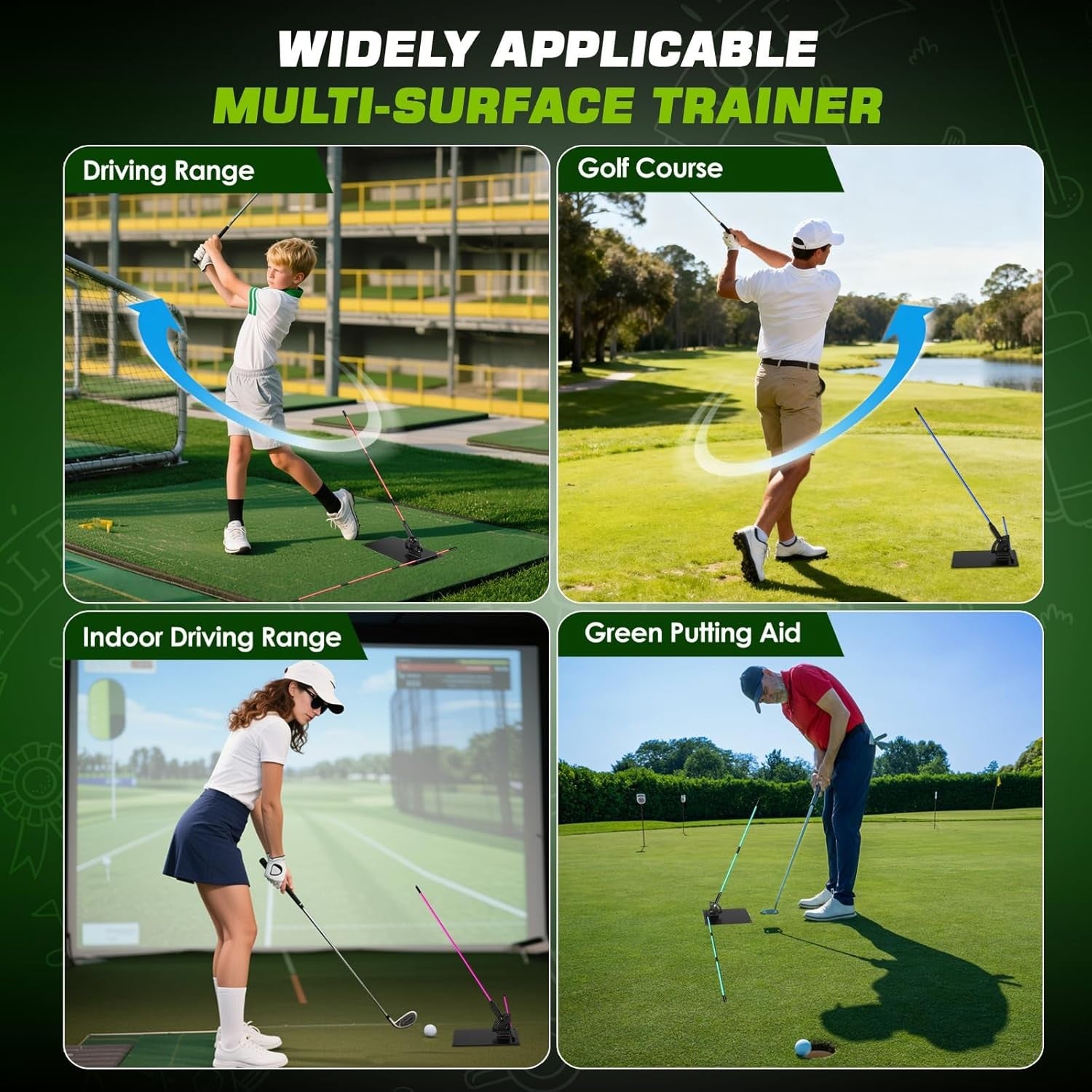 Golf Alignment Stick Holder Adjustable Swing Plane Trainer