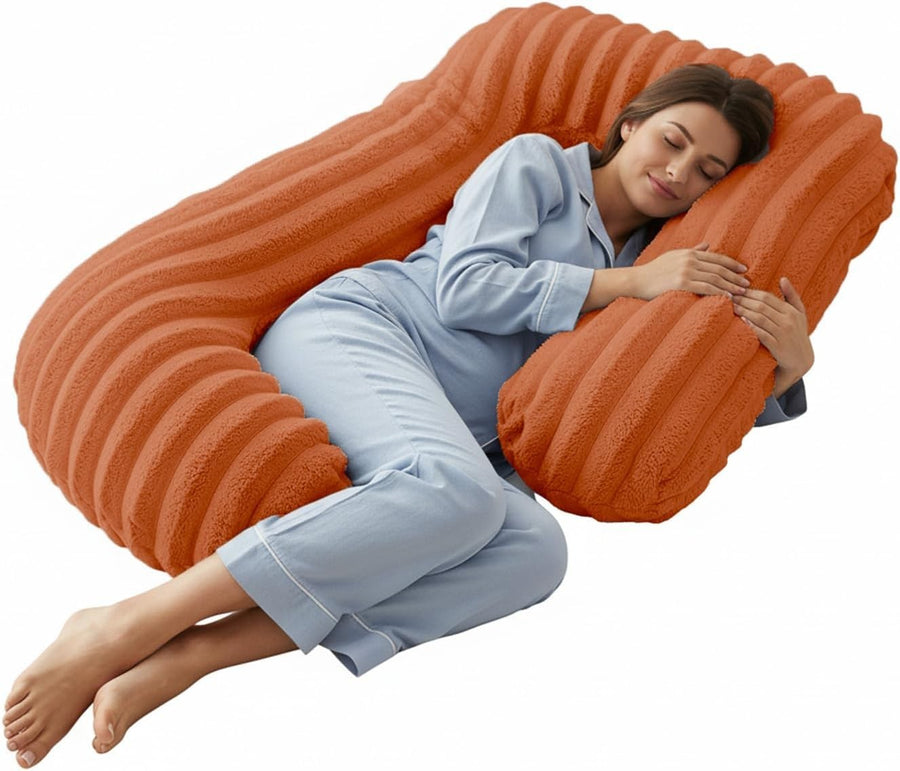 U Shaped Pregnancy Pillow Full Body Velvet Plush Side Sleeper Support
