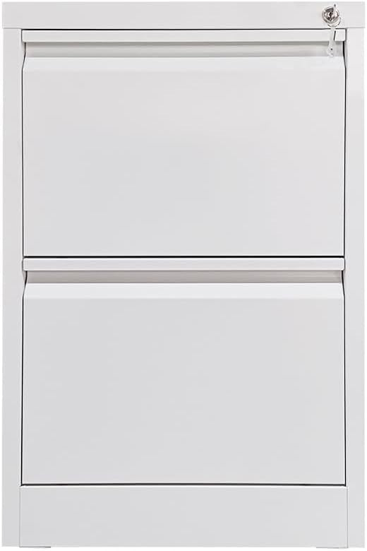 Metal Filing Cabinet 2 Drawer Lockable Office Storage White Heavy Duty