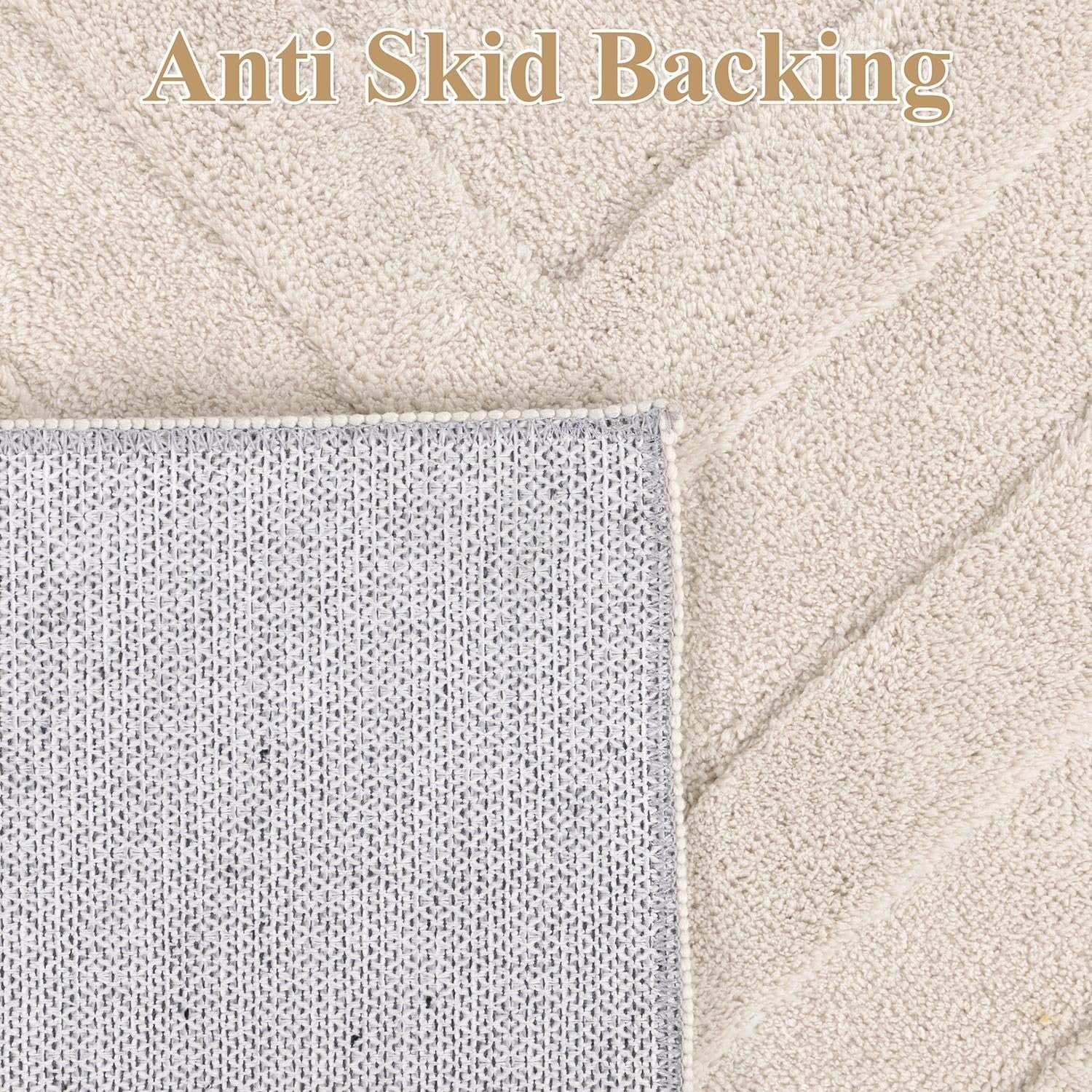 Beige Large Area Rug 160x230cm Washable Non Slip Soft Low Pile Living Room