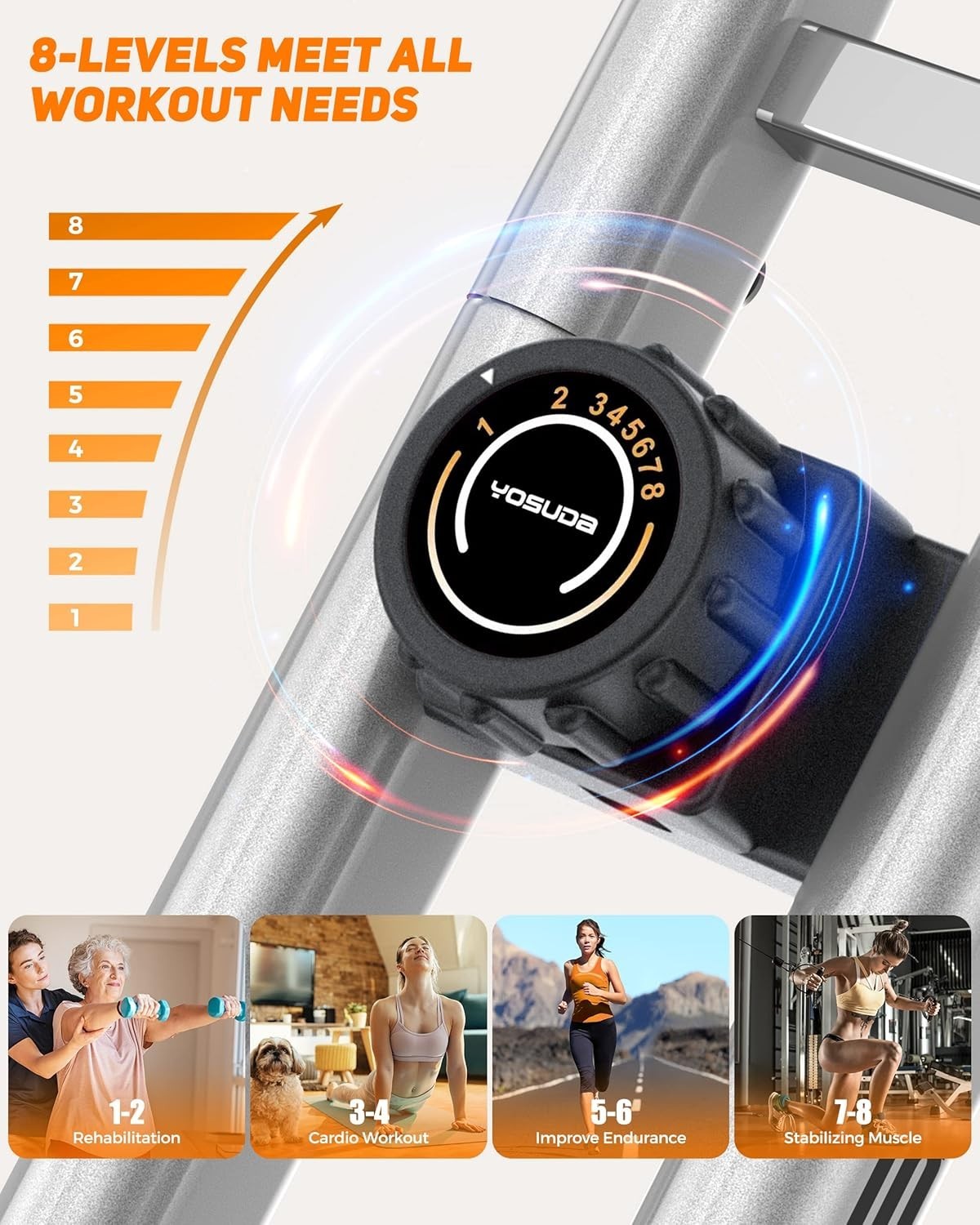 3-in-1 Foldable Magnetic Exercise Bike w/ LCD Monitor, Bands & 8 Resistance