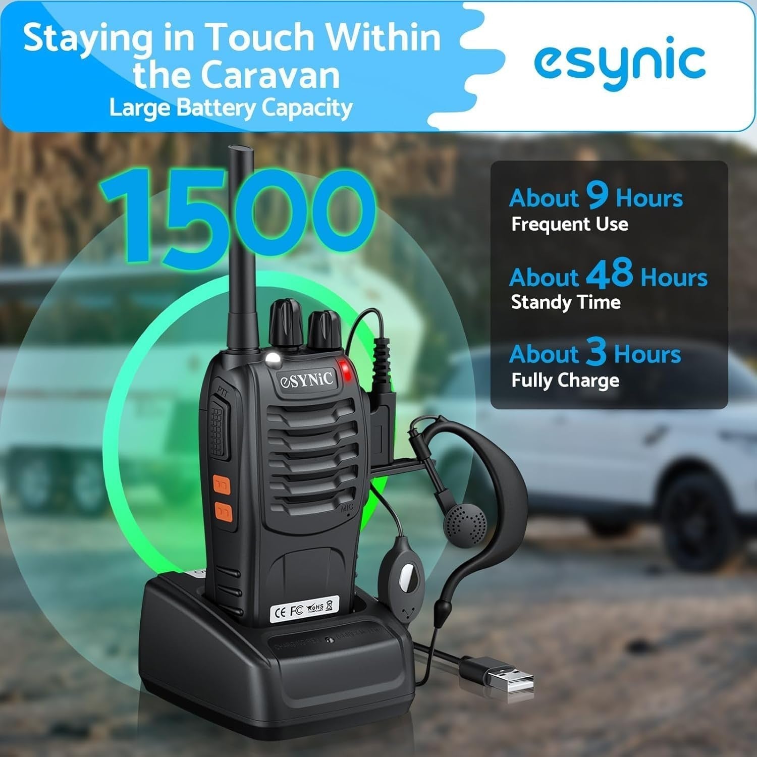 10 Pack Long Range Walkie Talkies PMR446 Rechargeable VOX 2 Way Radios