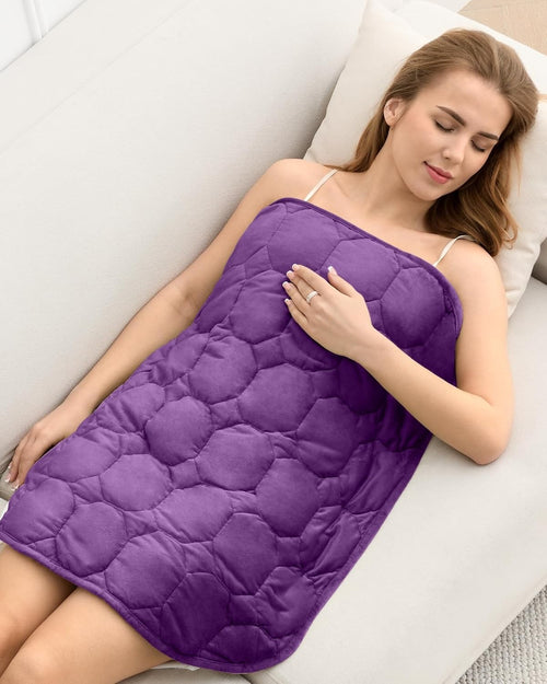 7lbs Weighted Lap Blanket Purple 29x24" Crystal Velvet for Travel & Relaxation