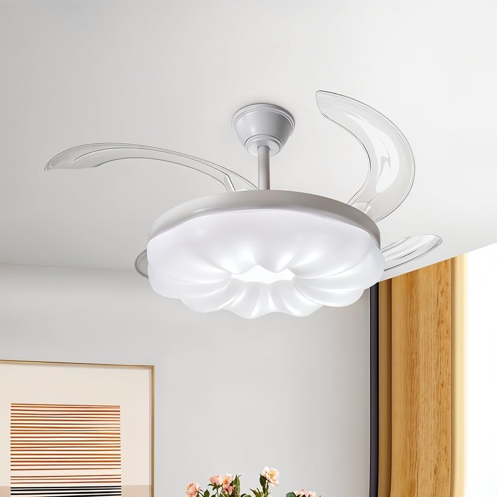 Warmiehomy 78cm Ceiling Fan with Lights 6 Speeds Dimmable LED White