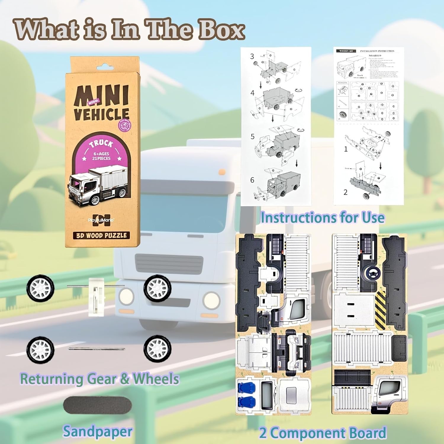 3D Wooden Puzzle Truck Toy for Kids Ages 6-12 – Educational Build & Play