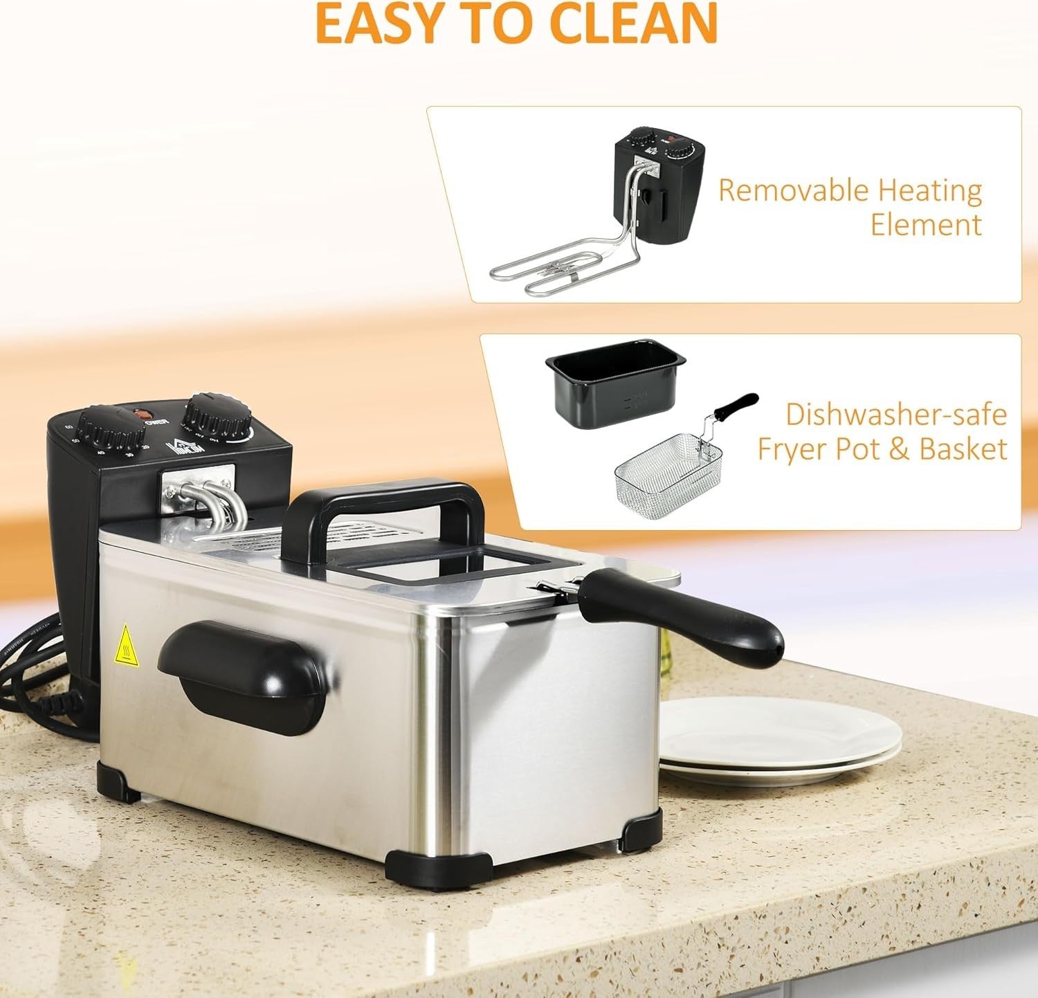 3L Electric Deep Fat Fryer 2000W Timer Adjustable Temp Viewing Window