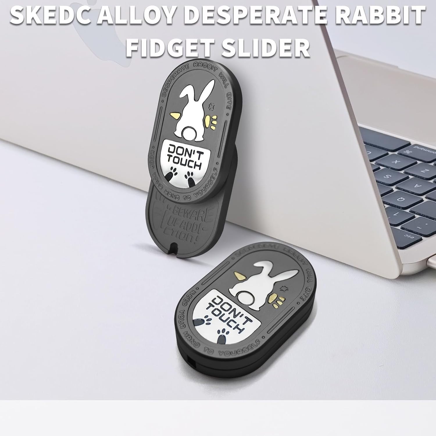 Gray Rabbit Clicker Fidget Slider Alloy Pocket Stress Relief Toy