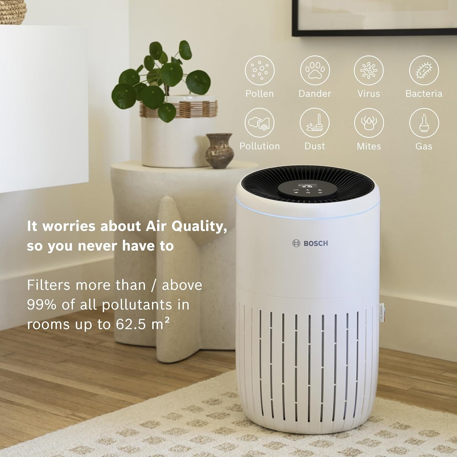 HEPA Air Purifier CADR 300m³/h 62.5m² Auto Quiet Sleep Mode