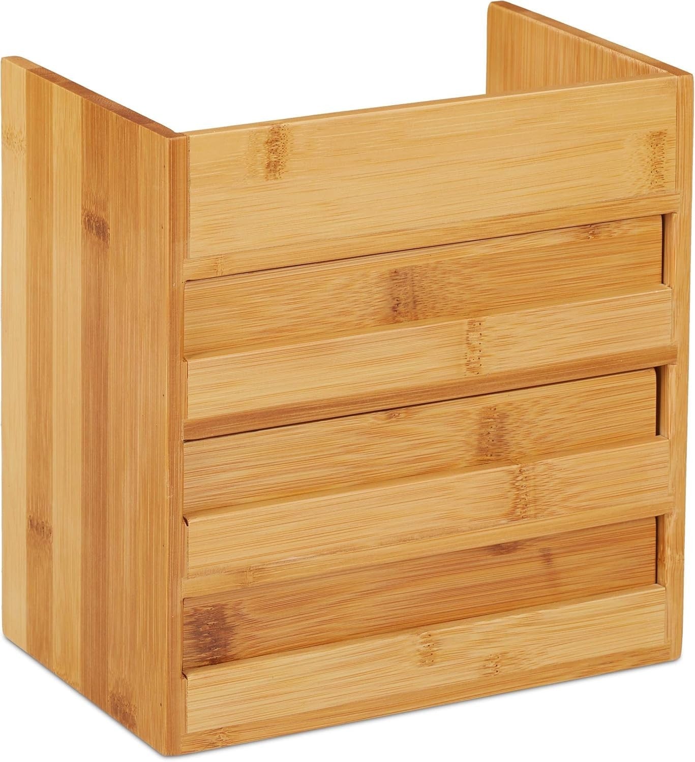 Bamboo Desk Organizer 3 Drawers Desk Tidy Pen Holder Office Storage Unit