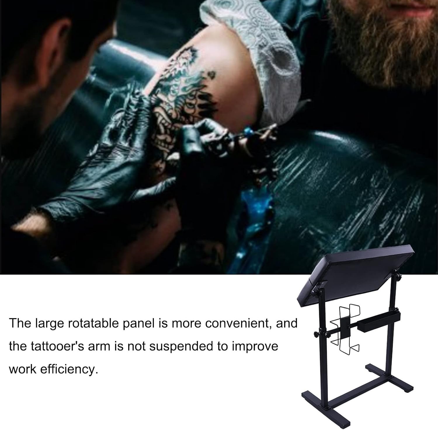 Oversized Tattoo Arm Rest Stand Adjustable Height Soft Pad Studio Workstation