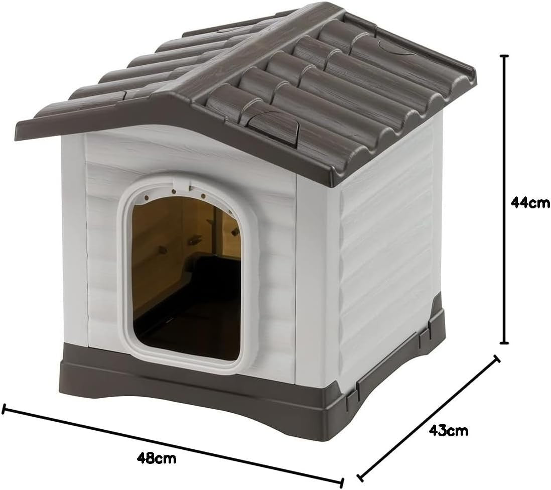Outdoor Small Dog Kennel with Drainage, Ventilation & Removable Roof
