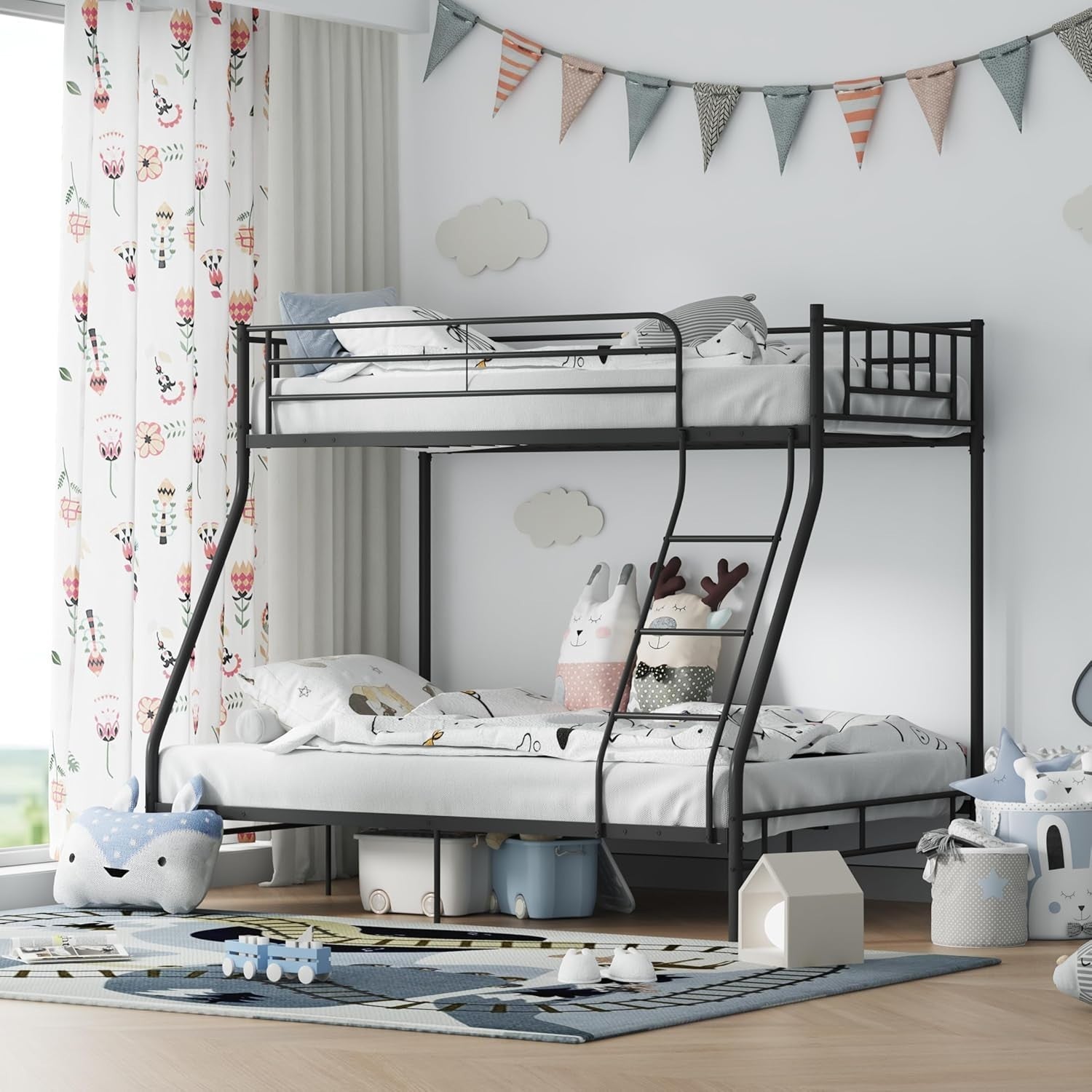 Triple Bunk Bed Frame Metal 3ft Single Over Double Space Saver Kids Adult