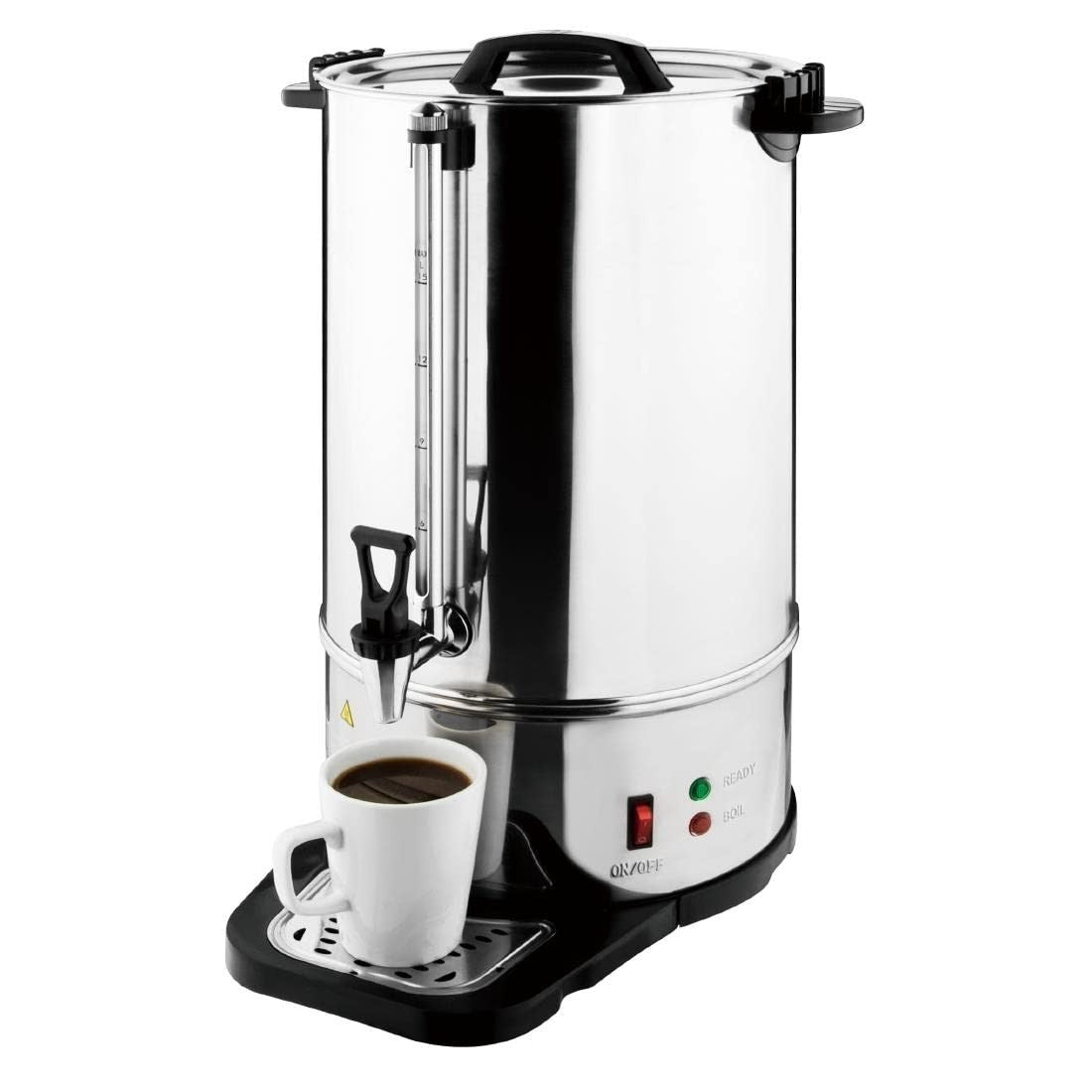 Large 15L Coffee Percolator | 100 Cup Capacity | Drip Tray | Safety Lock
