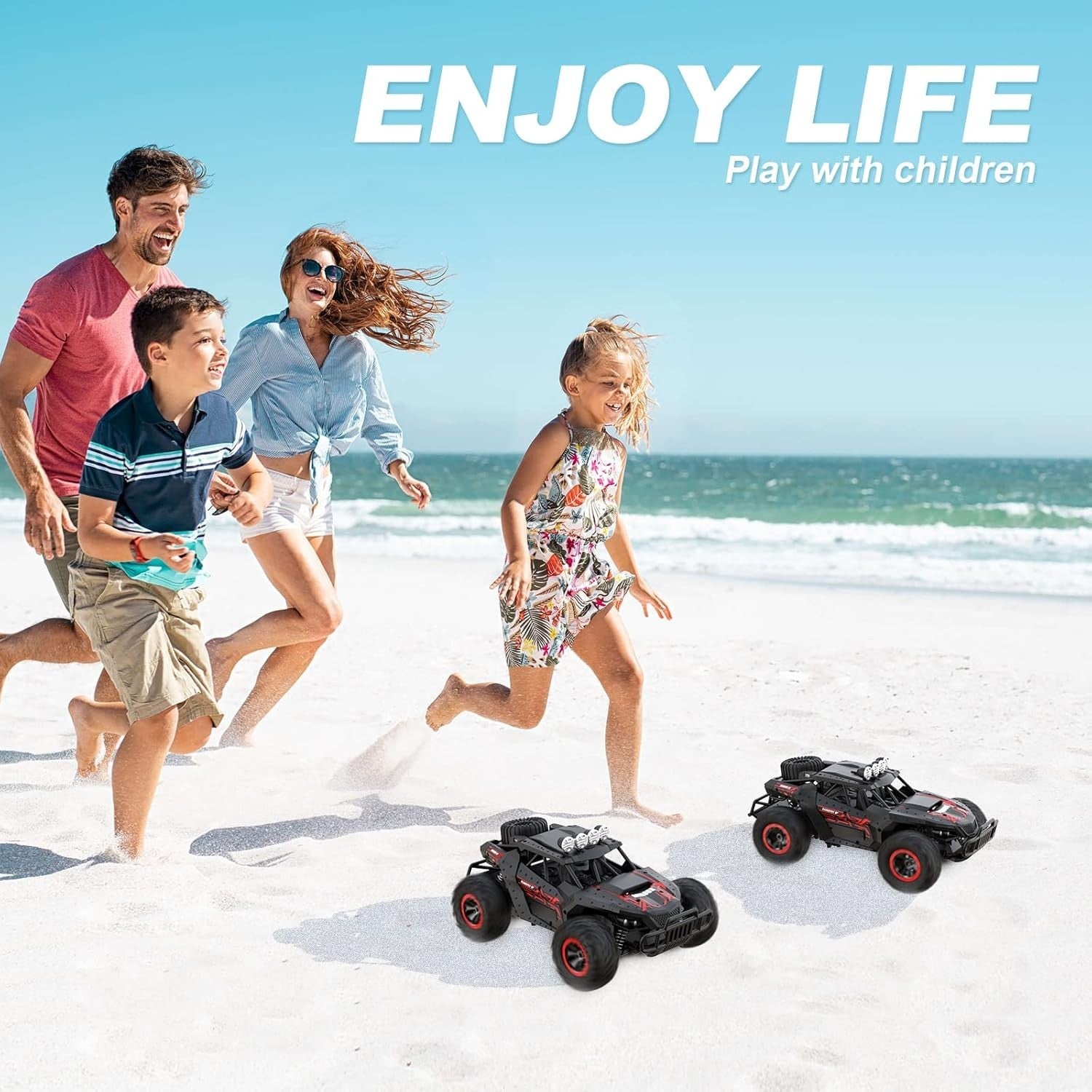 25KM/H RC Car 1:16 2.4GHz Off-Road Monster Truck with 2 Batteries 70min Play Gif