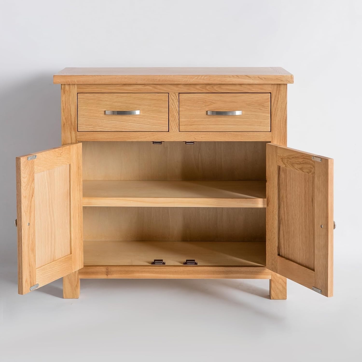 Compact Oak Sideboard Cabinet with Drawers Solid Wood Storage Unit