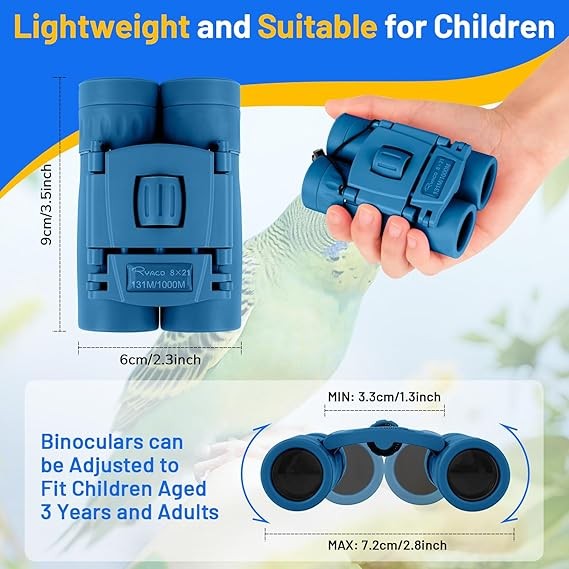 8x32 Fixed Focus HD Binoculars Kids Outdoor Bird Watching Sports Travel Blue
