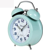 Vintage Twin Bell Alarm Clock Loud Silent Non-Ticking Mint Blue Bedside