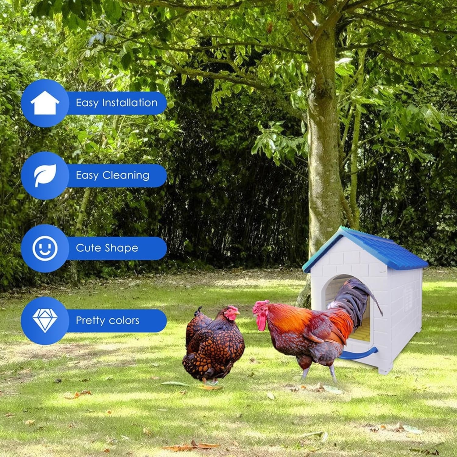 Denash Large Plastic Chicken Nesting Box with Perch Easy Clean