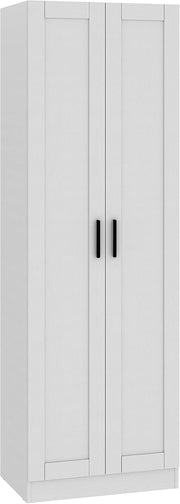 Tall White Storage Cupboard 2 Door Wooden Cabinet with Adjustable Shelves