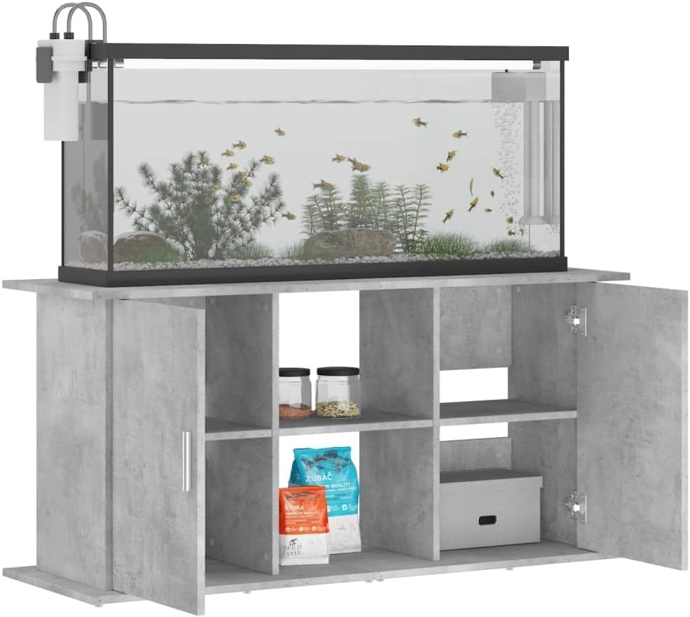 Modern Concrete Grey Aquarium Stand with Spacious Storage 121x41x58cm