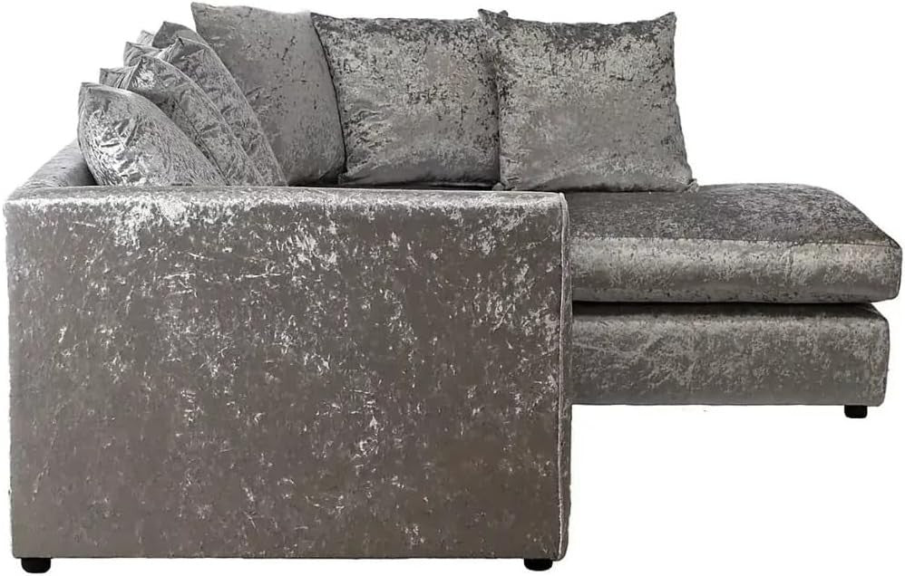 4-Seater L Shape Corner Sofa Set - Crush Velvet, Scatter Back, Modern Comfort