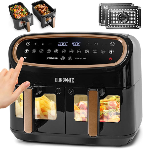 Dual Zone Digital Air Fryer 10L XL Twin Drawer | Viewing Windows 10-in-1 Presets