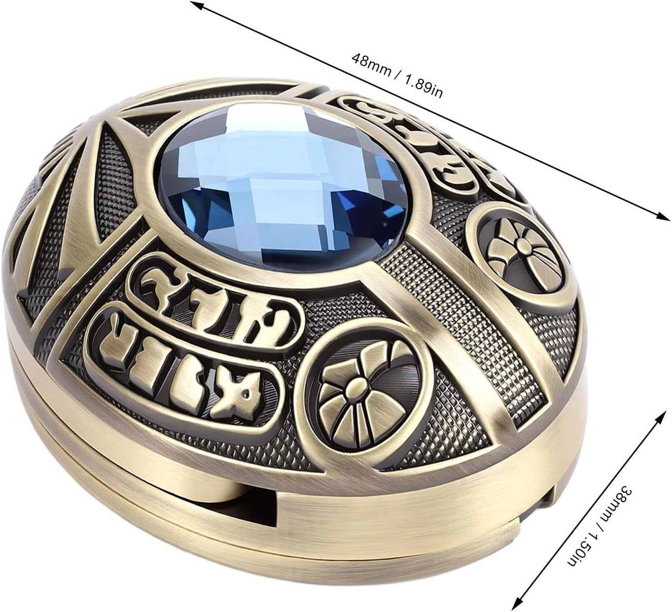 Metal Fidget Slider Zinc Alloy Egyptian Oval Blue Gem Stress Relief