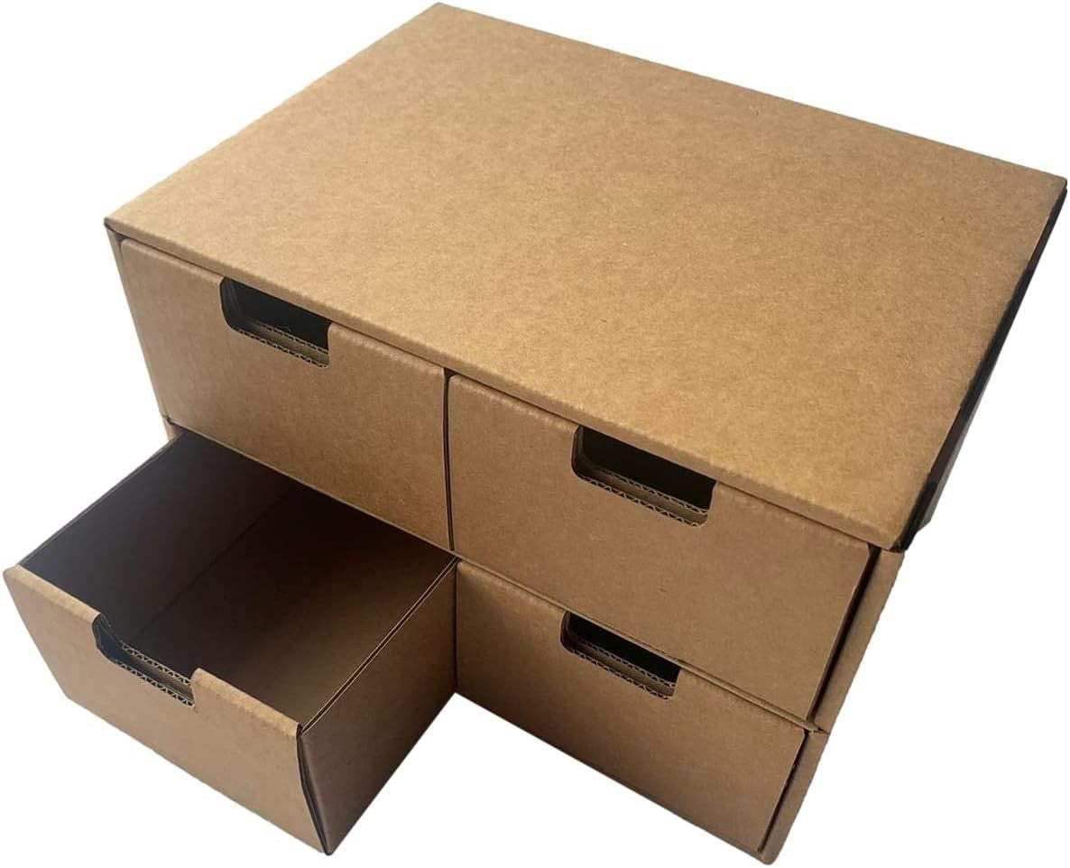 Kraft Desktop Organiser Drawers DIY Storage Boxes 4-Drawer Set