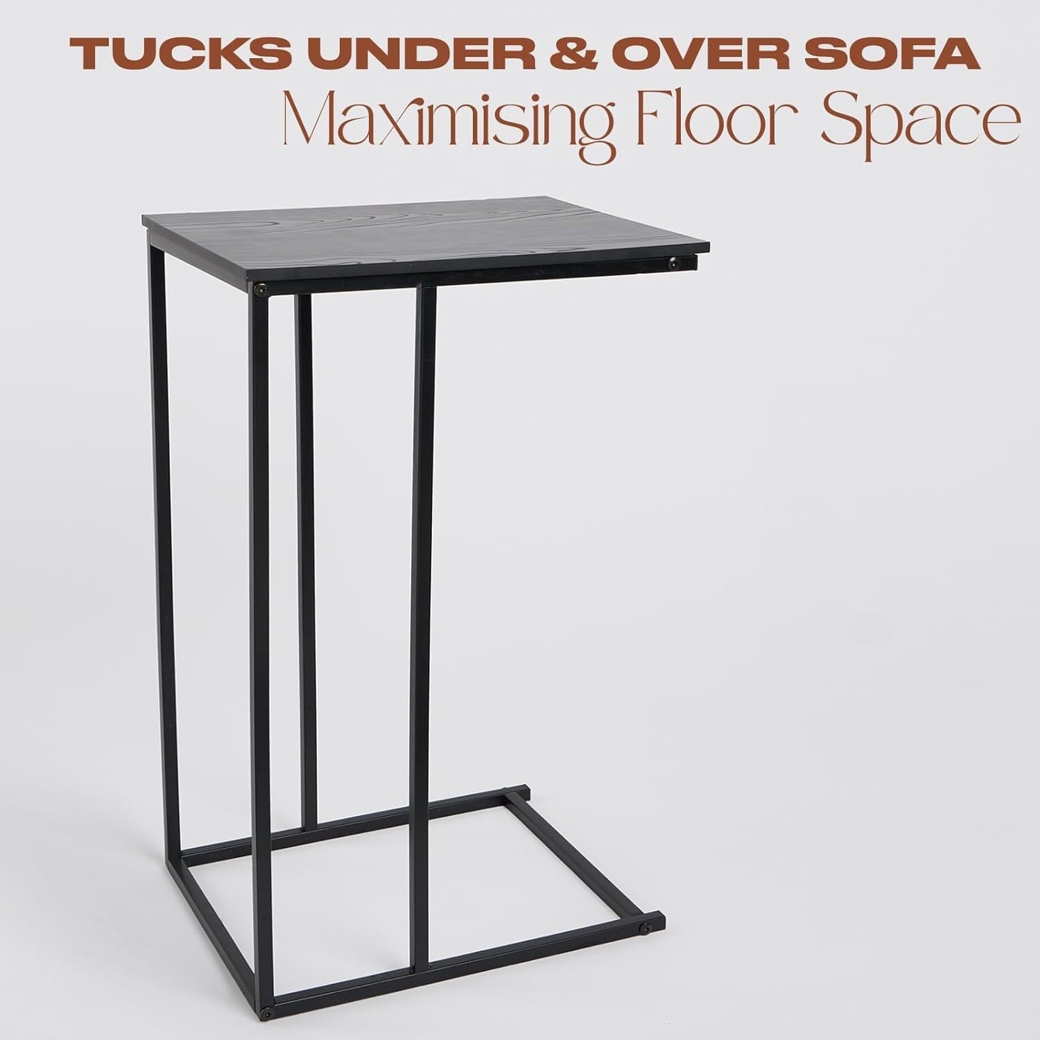 Black Marble C-Shaped Sofa Side Table – Space-Saving Modern End Table