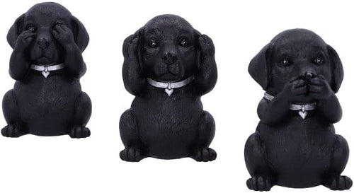 Three Wise Labrador Dog Figurines Resin 8.5cm Black Ornament Cute Home Gift