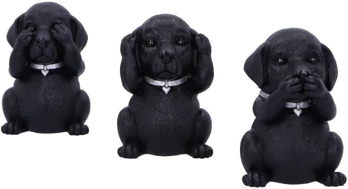 Three Wise Labrador Dog Figurines Resin 8.5cm Black Ornament Cute Home Gift
