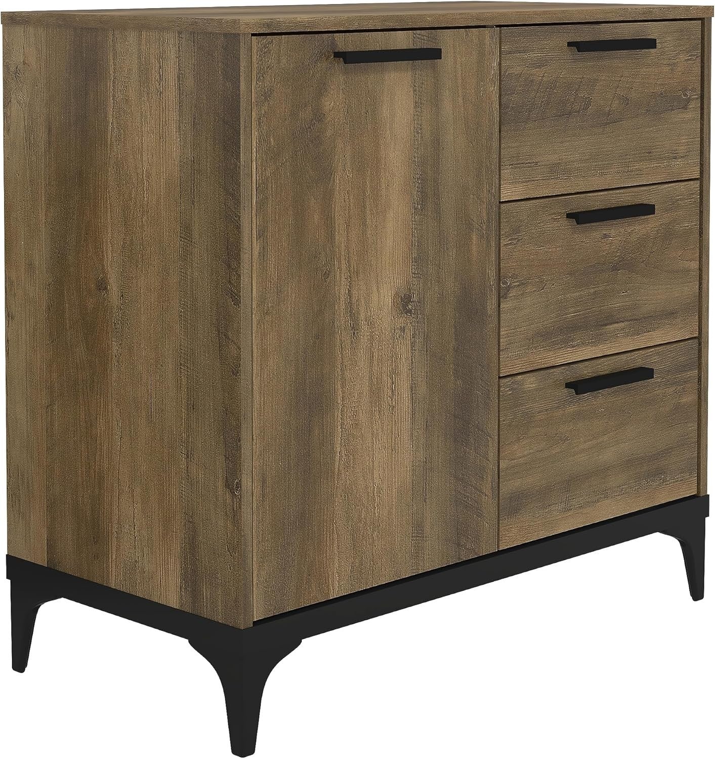 Oak Sideboard Storage Cabinet 1 Door 3 Drawer Adjustable Shelf Unit