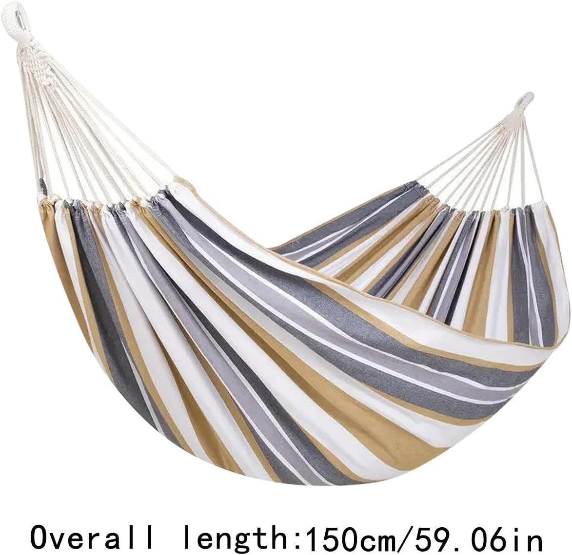 Spacious 2-Person Outdoor Hammock, Thick Striped Cotton-Poly, Garden & Beach