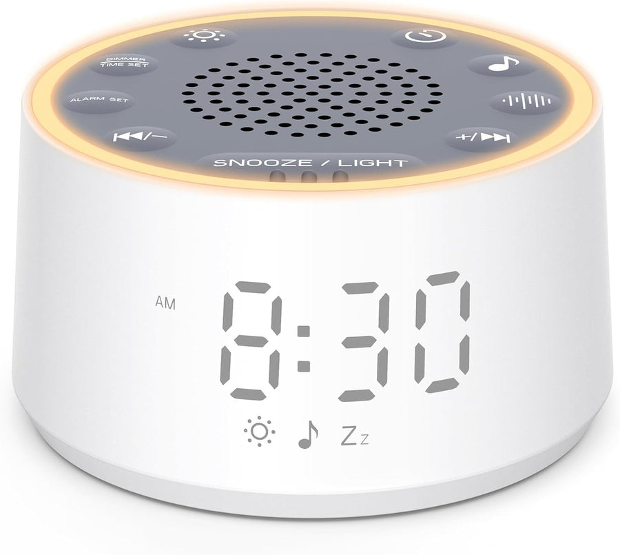 White Noise Machine Alarm Clock Night Light Baby Adult Sleep Aid