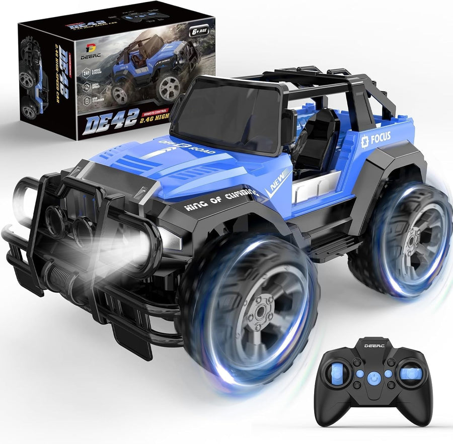 1:18 RC Off-Road Car for Kids, 2.4GHz Racing Truck w/ LED Lights, 80min Play