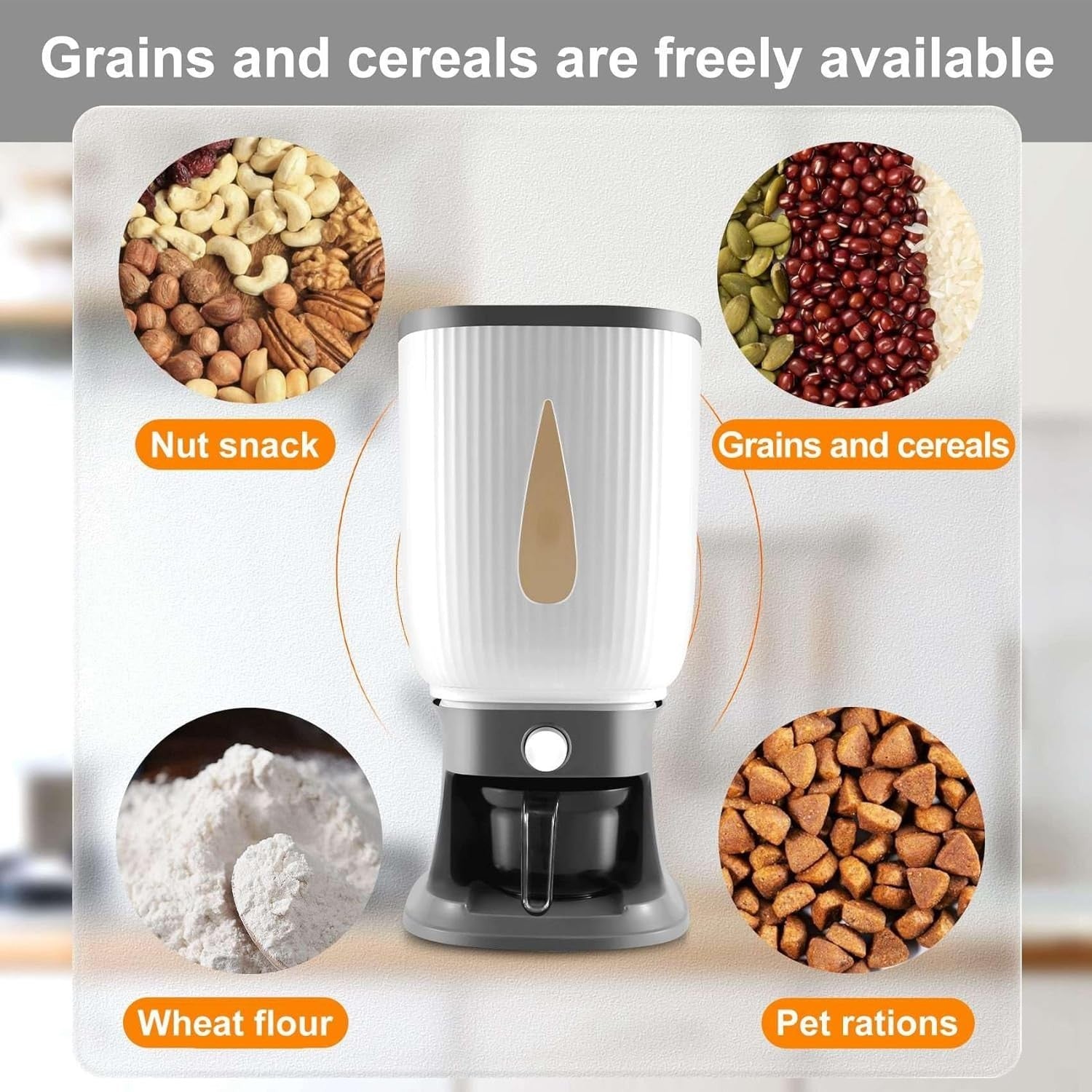 10KG Smart Automatic Rice Dispenser Storage Bucket with Rinsing Cup