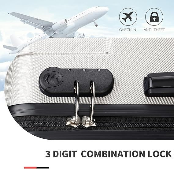 24” Medium Checked Suitcase Lightweight ABS Hard Shell Spinner Luggage