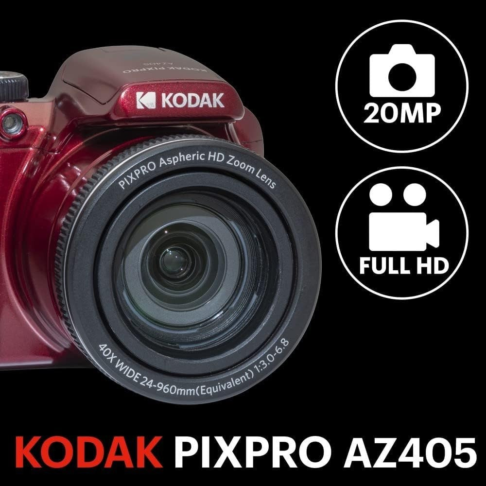 20MP Digital Bridge Camera 40X Zoom Wide Angle Full HD 1080P Red