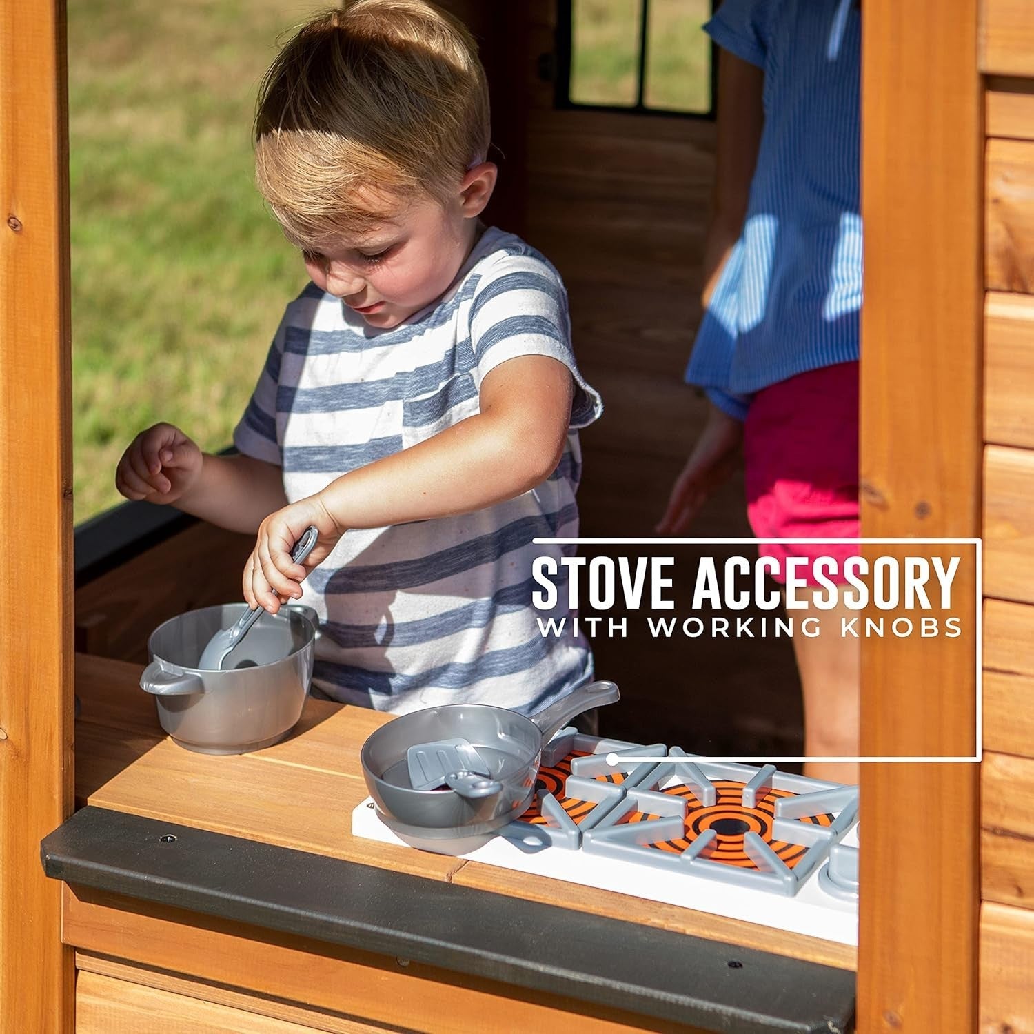 Cedar Wood Kids Playhouse Outdoor Garden Cubby House Toy Kitchen