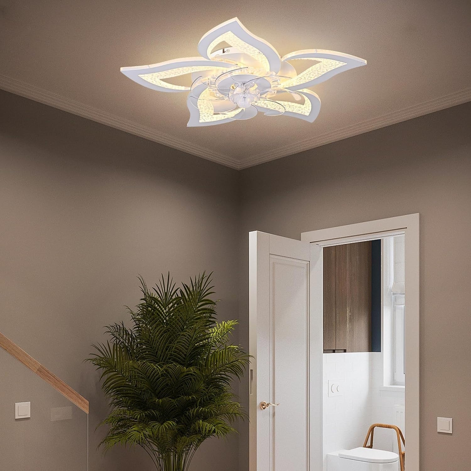 62.5CM Ceiling Fan Light, 6 Speeds, Dimmable, Reversible, Remote, Modern