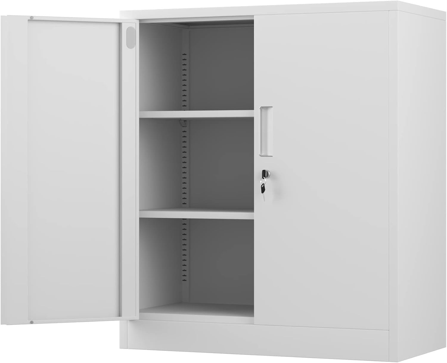 Secure Locking Metal Storage Cabinet with Adjustable Shelves 40x80x92cm
