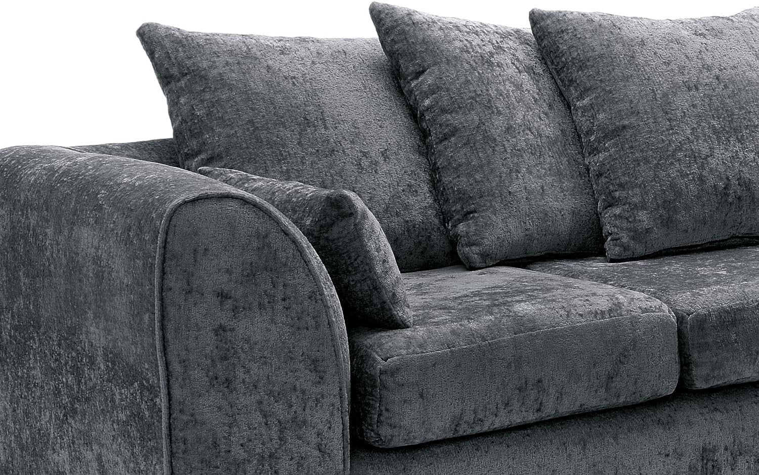 Dark Grey Chenille Corner Sofa Right – Modern L Shape Couch for Living Room