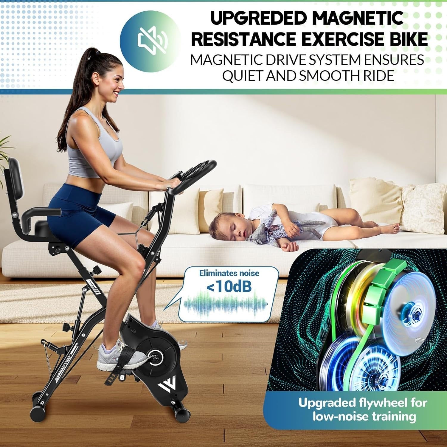 5-in-1 Folding Exercise Bike w/ 16-Level Magnetic Resistance, LCD & 350lb Cap