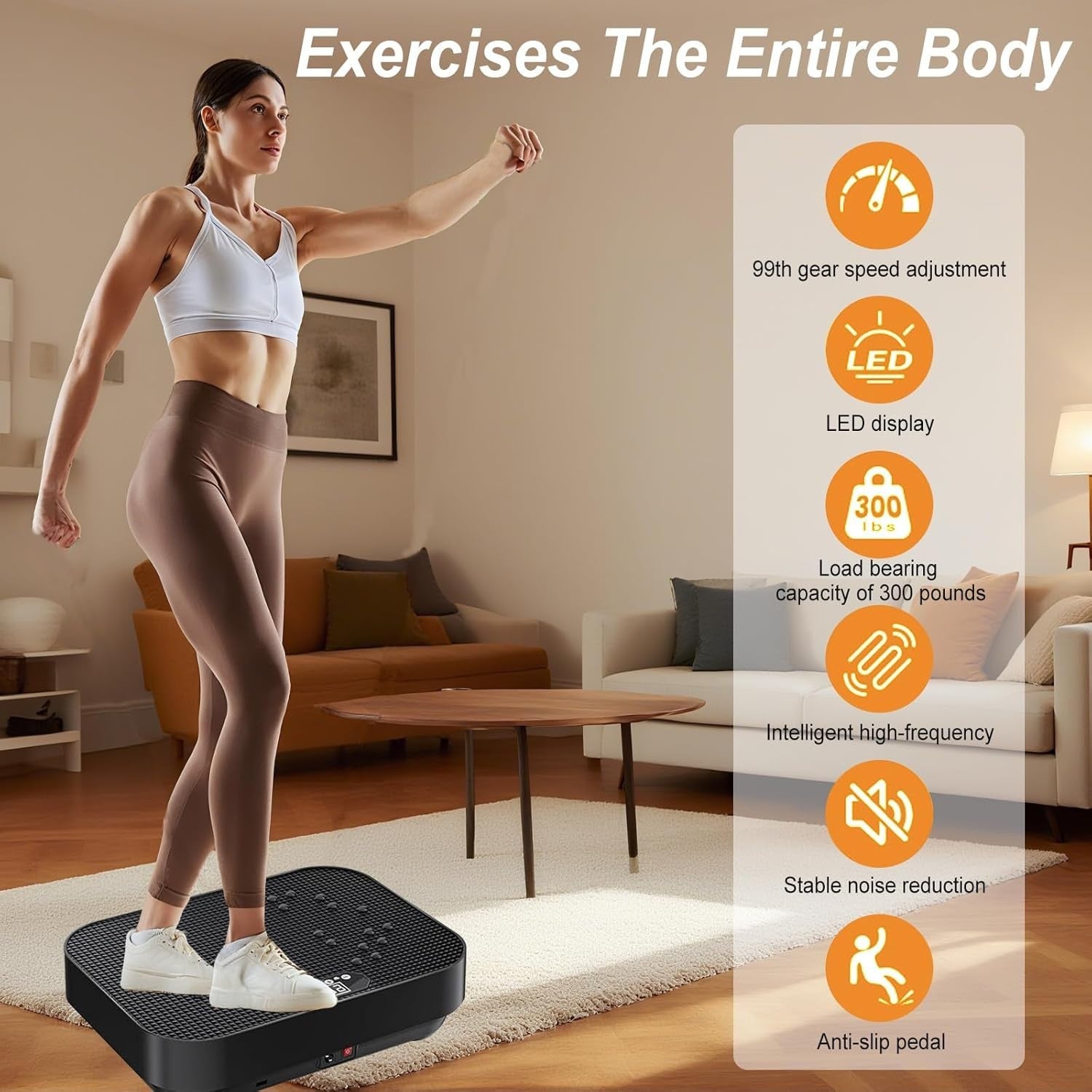 Black Vibration Plate Exercise Machine Weight Loss Lymphatic Drainage 99 Speeds