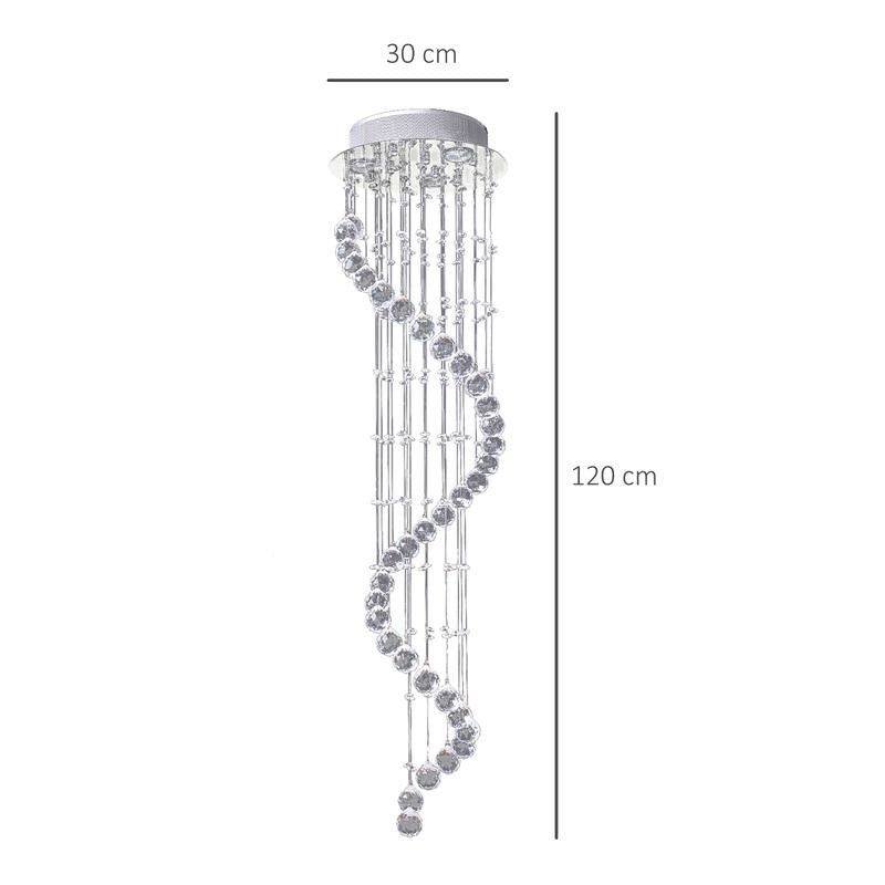 Modern Spiral Crystal Chandelier Pendant Light GU10 Ceiling Lamp 120cm Chrome