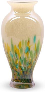 Hand Blown Glass Vase Tall 30cm Green Art Flower Vase Table Centerpiece